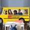 School Bus Photo Prop Selfie Frame Back to School Backdrop (Yellow)